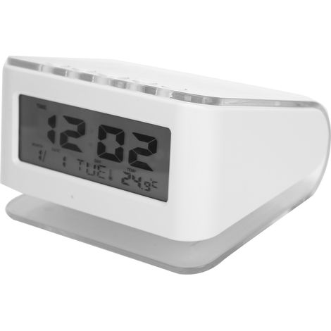 Horloge LCD, affichage de la date et de la température, silencieux, rétroéclairage électronique, réveil, minuteur (1/5)