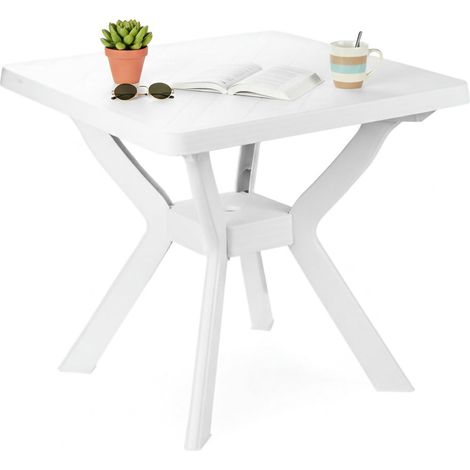 Dmora Quadratischer Gartentisch, Made in Italy, 79x79x72 cm, weiße Farbe
