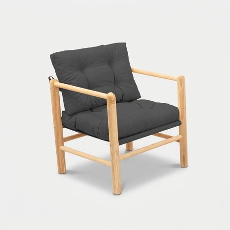 Holz-Gartenpolsterstuhl Arvek mit Kissen - Anthrazit (1/3)