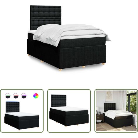 Matelas à ressorts ensachés - Sommier à lattes de lit avec matelas noir 120x190 cm tissu (1/5)