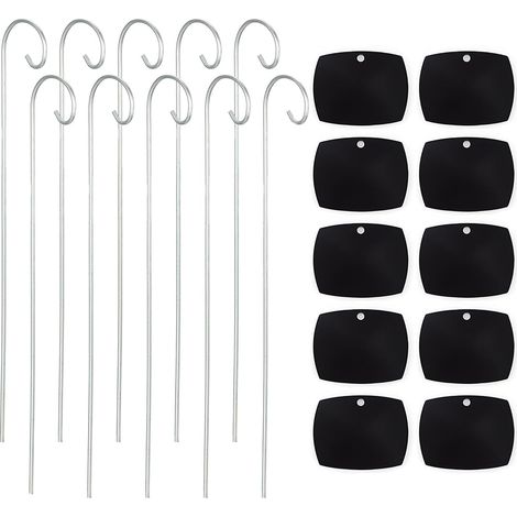 10 x Acrylic Plant Label Hooks with Bar Hook for Flower Pots with Acrylic Label Plate 20 cm (Black) (1/5)