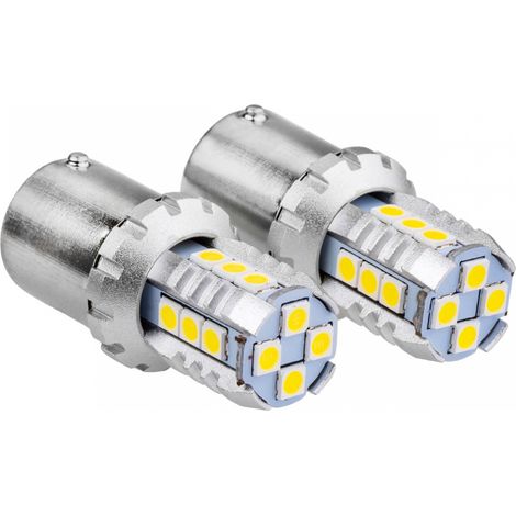 Ampoules LED Canbus 3030 16SMD 1156 BA15S P21W R10W R5W Blanches 12V 24V amio-02796 (1/2)