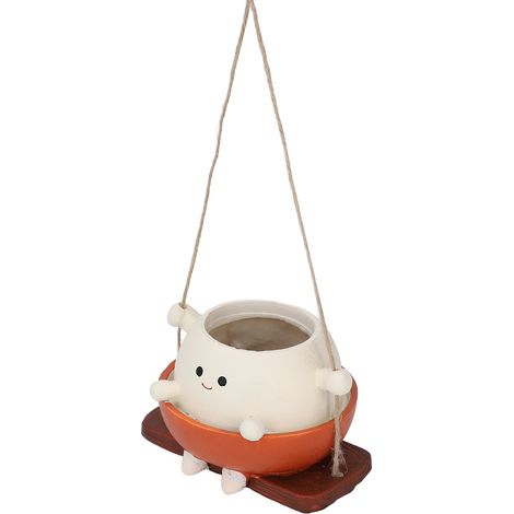 Pot de fleurs suspendu en résine à tête oscillante, décoration de jardin mignonne avec motif de fleur oscillante de dessin animé, pour plantes d'intérieur et d'extérieur (1/5)