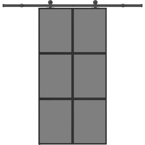 Schiebetür mit Beschlag 102,5x205 cm Hartglas & Aluminium