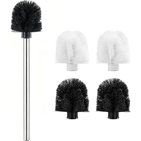 têtes de Brosse WC avec poignée en Acier Inoxydable de 36 cm - Noir - Tête de Rechange pour Toilettes, Salle de Bain (1/5)