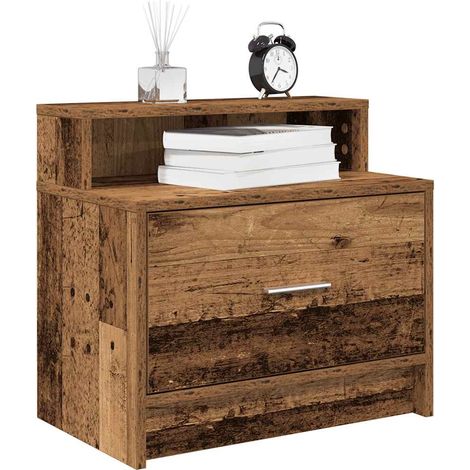 Mesillas de noche con cajón 2 uds-Mesita de noche-Mesapara Dormitorio madera vieja 51x31x47 cm