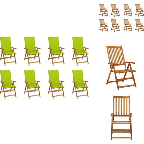 Chaises pliables de jardin avec coussins lot de 8 Bois d'acacia - Chaise De Jardin - Chaise Pliante - Mobilier De Jardin - Meubles De Jardin - Acacia (1/5)