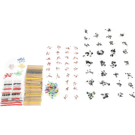 Excellent kit électronique comprenant 7 composants : résistance, diode, condensateur (3 mm, 5 mm), LED, audion (1/5)