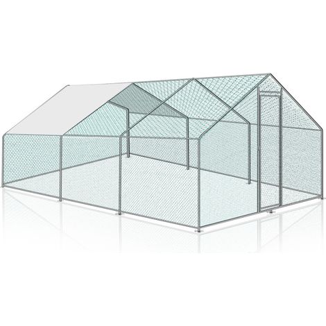 SWANEW Recinzione per pollaio Acciaio zincato con recinzione in rete con serratura Area coperta Pollaio per piccoli animali 3 x 6 x 2 m 18 m² (1/5)