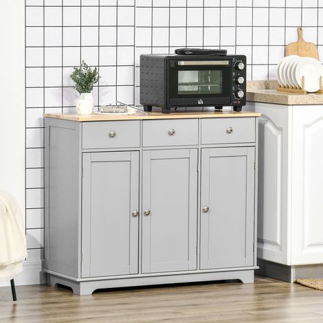 Aparador de Cocina Mueble Auxiliar de Almacenaje para Comedor Salón Estilo Moderno Antivuelco 101x40x85 cm Gris (1/5)