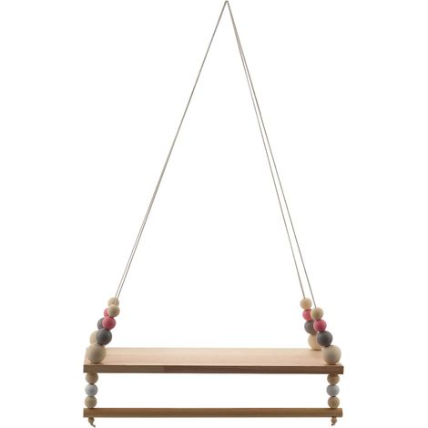 Étagère murale en bois avec portant à vêtements, étagère de rangement pour chambre d'enfant, étagère murale en corde pour loisirs créatifs, étagère murale pour salon (1/5)