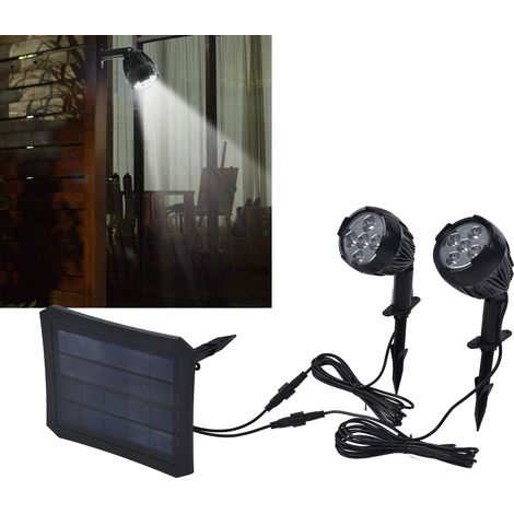 5V LED-Solarstrahler für den Außenbereich, mit doppeltem Rundkopf, zur Landschaftsbeleuchtung. (1/5)