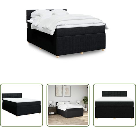 Matelas à ressorts ensachés - Sommier à lattes de lit avec matelas Noir 140x190 cm Tissu (1/5)