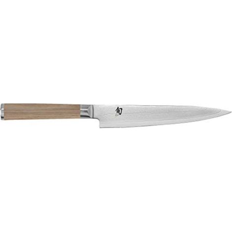 Kai DM0701W Shun Classic White Coltello Universale Lama 15 cm Acciaio VG-MAX con 32 Strati Damasco Manico in Legno Pakkawood colore Beige (1/5)