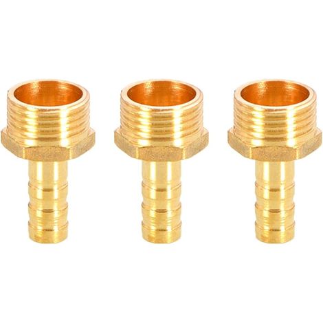 3 raccords en laiton pour tuyau barbelé, 10 mm à 1/2&34, filetage BSP mâle (1/3)