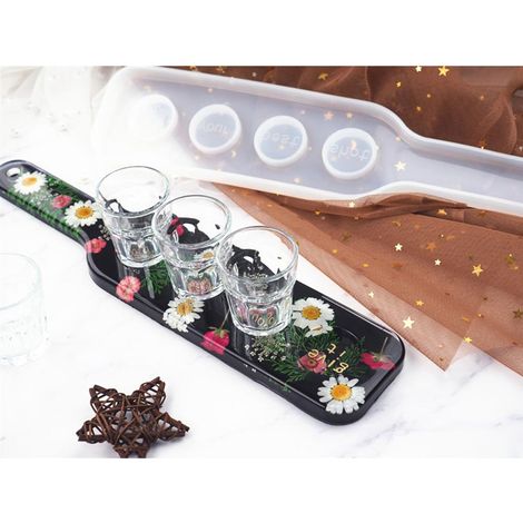 Moule en résine époxy cristal à faire soi-même, plateau à verres à vin, porte-bières, moule miroir en silicone blanc, taille unique. (1/5)