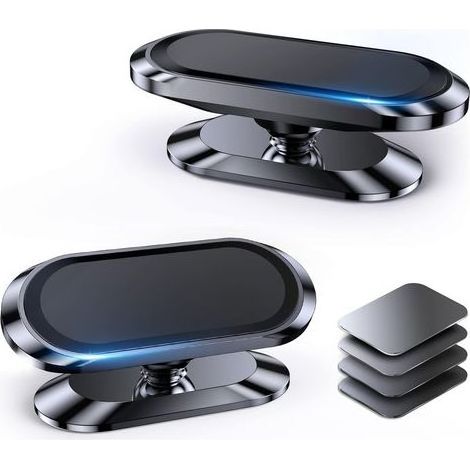 Lot De 2 Support Téléphone Voiture Magnétique, Rotation 360°, Alliage D'aluminium, Adhésif 3M, Pour Tableau De Bord (1/5)