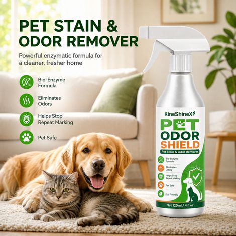 KineShineX Haustiergeruchs-Reinigungsspray, Katzen- und Hundeurinflecken, Bio-Enzym-Reiniger für Teppiche, Sofas und Haustiere (1/5)