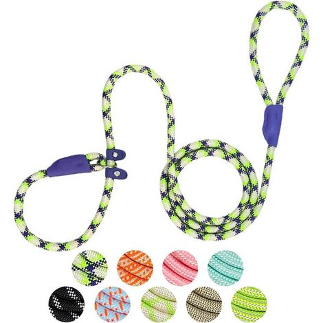 Guinzaglio a strozzo per cani, in nylon resistente, 1,8 metri x 1 cm, regolabile, per l'addestramento di cani di piccola e media taglia. (1/5)