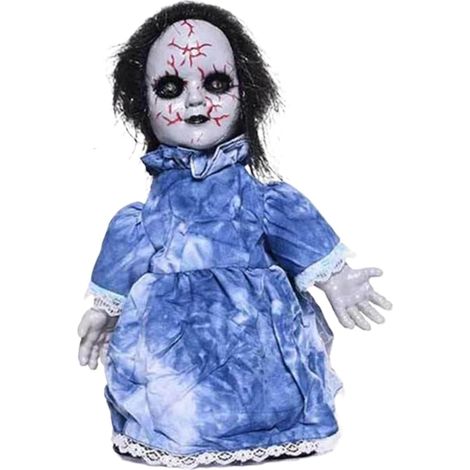 Gruselige Halloween-Puppe, wandelnde Geisterpuppe mit leuchtenden Augen und Haaren, animierte, schaurige Spukpuppe mit Geräuschen, Halloween-Dekoration fürs Spukhaus (1/5)