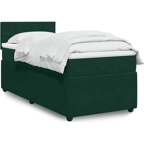 Boxspringbett mit Matratze Dunkelgrün 100x200 cm Samt