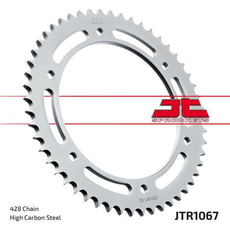 Pi帽贸n trasero de acero JT R1067-52, 428/52z para Hyosung GT 125 Naked, GT 125 R Pro Comet, GT 125 R Supersport. (1/2)