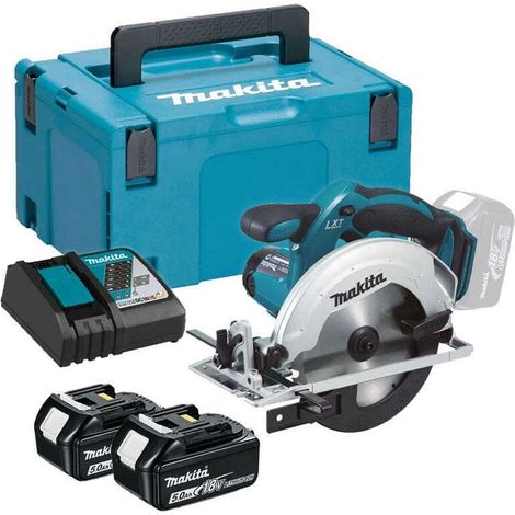 Makita DSS 611 RTJ 18V Li-ion Scie Circulaire sans fil 165mm + Boîtier Makpac + 2x Batteries BL1850 5,0 Ah + Chargeur DC 18 RC (1/5)