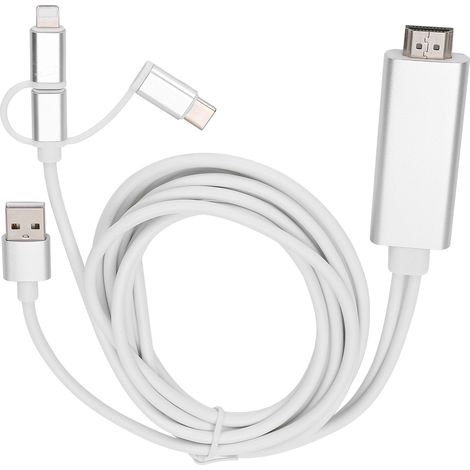 Adaptateur HDMI 3 en 1 Micro USB Type C - Câble de Conversion et Miroir pour Écran (1/5)