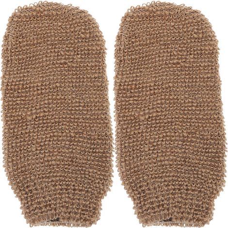 Set mit 2 Badehandschuhen, Körpermassagehandschuhen, Peelinghandschuhen, Duschhandschuhen, Badezimmeraccessoires für Zuhause und drinnen – 21,00 x 12,00 x 1,00 cm – Beige (1/4)