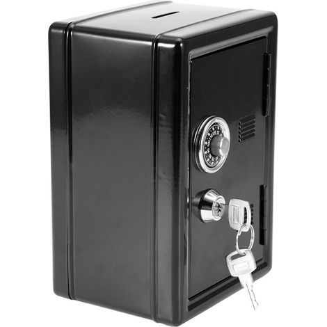 Lernspielzeug-Spardose für Kinder, Passwort-Spardose für Bargeld und Münzen, Tresor-Stil, Geschenk mit 2 Schlüsseln (Schwarz) (1/5)