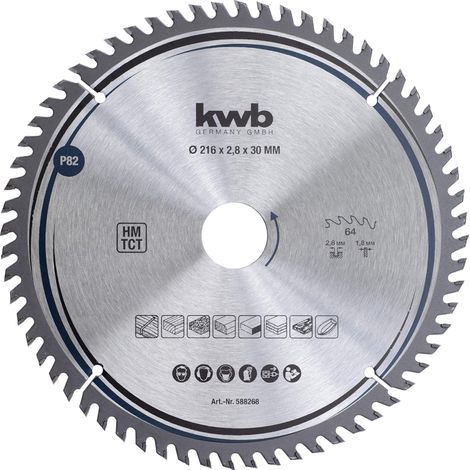 kwb lama per sega circolare 216 x 30 mm, taglio molto fine, adatta per piani di lavoro, legno e pannelli rivestiti (1/5)