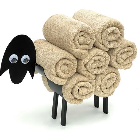 DanDiBo Porte-serviettes Noir Métal Mouton avec yeux vacillants WC Étagère à serviettes Salle de bain invité Porte-serviettes invité (1/5)