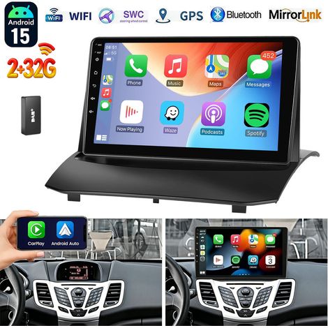Autoradio Android 15 avec CarPlay, GPS, RDS, Wi-Fi et radio FM pour Ford Fiesta (2009-2017) - 2+32G DAB+