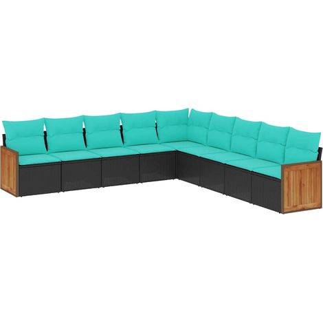 Maison Exclusive - 9-teiliges Gartensofa-Set mit Kissen, schwarze (1/5)