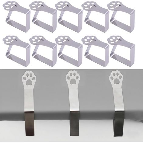Lot de 10 supports de nappe pour table épaisse, griffes de chat, en acier inoxydable, résistantes aux intempéries, clips de nappe pour table de jardin, restaurant, table de famille, table de (1/5)