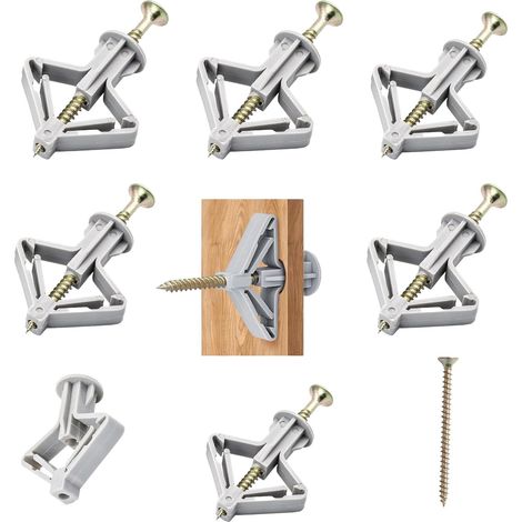 100PCS Plasterboard Wall Plugs and Screws, Plasterboard fixings, Heavy Duty Drywall Anchors with Anti-Rotation Expansion Design, for TV Brackets Hollow Wall, Ceilings and Shelves (1/5)