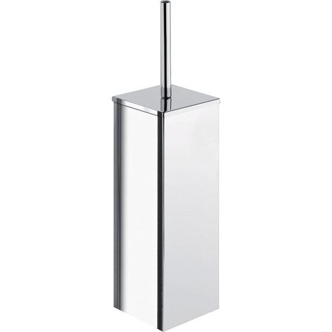 Portascopino e scopino in acciaio inox con ciuffo in setole 8.7x8.7xH36 cm