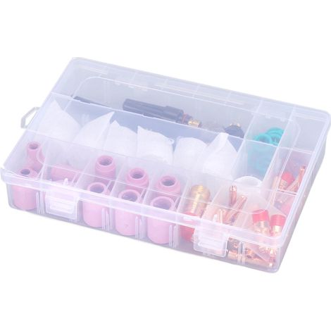 Kit d'accessoires de soudage TIG 71 pièces comprenant une buse en céramique et un godet en verre pour WP-17/18/26 (1/5)