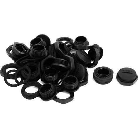M20x1.5mm Nylon Filetage mâle Presse-étoupe Vis Fin Cap Couverture Noir 20pcs (1/3)