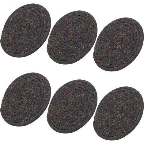 Lot de 6 dessous de plat en coton, 18 cm, ronds (1/5)