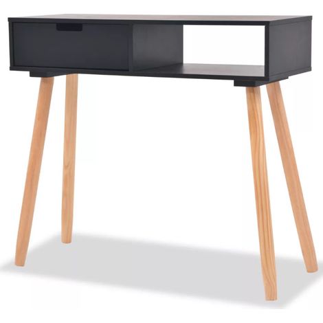 Console 1 tiroir bois noir et pin massif clair Lain (1/5)