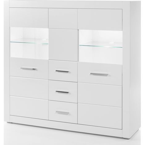 Highboard weiß Hochglanz BALVE-61 mit LED-Beleuchtung, BxHxT: 149x142x42cm (1/5)
