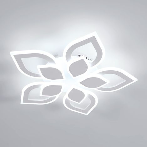 GOECO Plafonnier LED, 52W Design élégant en forme de fleur, Lampe LED pour plafond, Luminaire de plafond pour salon, Blanc froid 6500K (1/5)