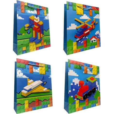 Sacchetto regalo per bambini L, blocchi 3D misti