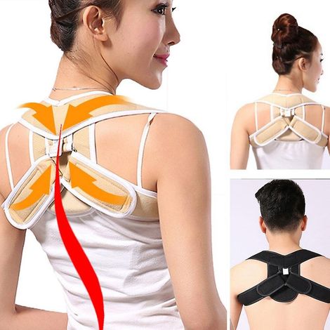 ceinture de soutien lombaire ajustable pour adulte, correcteur de posture, orthèse, ceinture de maintien du haut du dos - noir (M) (1/5)