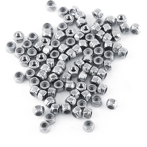 Jeu de 100 écrous hexagonaux autobloquants en acier inoxydable SS304 avec insert en nylon (M2) (1/5)