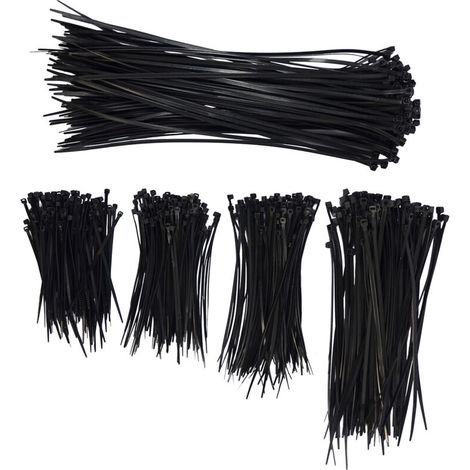 500 Stück Kabelbinder Set mit 5 Größen - 10-30cm UV-Beständig Kunststoff Schwarz (1/5)