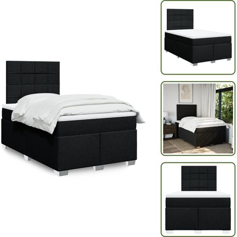 Sommier à lattes de lit avec matelas noir 120x190 cm tissu - Sommier À Lattes De Lit - Sommiers À Lattes De Lit - Lit - Meuble De Chambre À Coucher (1/5)