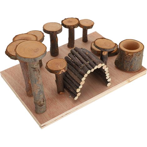 Échelle d'exercice pour hamster, escalier en bois de pommier, jouet pour hamster, jeu de dentition, accessoires pour animaux de compagnie, colonne en bois de pommier, grande taille (1/5)