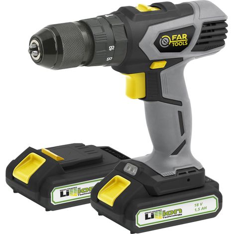 Fartools – Perceuse-visseuse sans fil 18V avec 2 batteries 1,5Ah – Couple 35Nm pour percer bois et métal – Mandrin métal 10mm – Mallette avec accessoires - ION 35 NM (1/5)